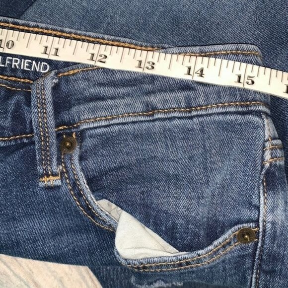 Gap Girlfriend Jeans Womens 8R Distressed Mid-Rise Dark Wash Denim Casual Pants - Picture 10 of 12